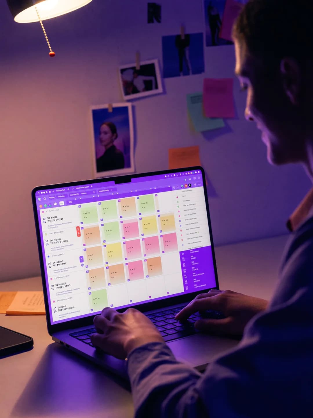 A social media manager planning a month of posts in SocialRoute